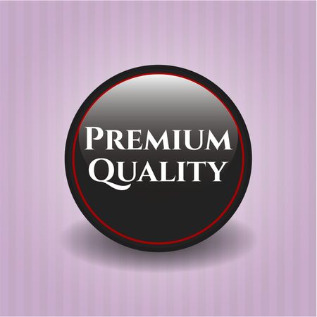 Black emblem with text "Premium quality" inside