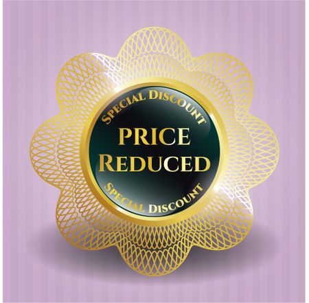 Price reduced gold shiny emblem with pink background