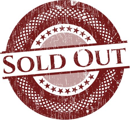 Sold out red grunge rubber stamp