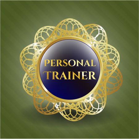 Personal trainer gold shiny emblem