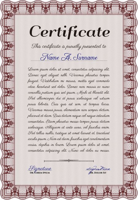 Sample Diploma. With linear background. Customizable, Easy to edit and change colors.Elegant design. 