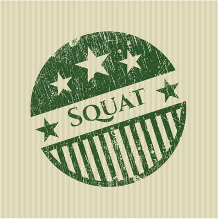 Squat green rubber stamp