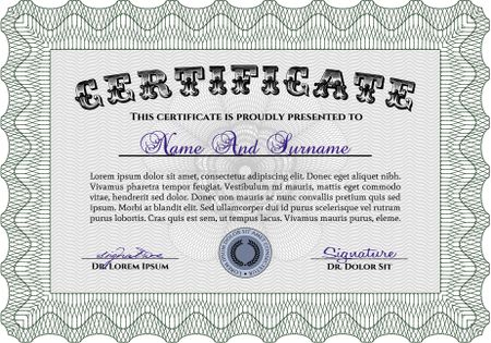 Certificate template. With complex linear background. Vector certificate template.Nice design. 