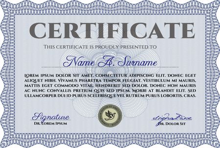 Sample certificate or diploma. Detailed.Modern design. With great quality guilloche pattern. 