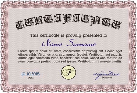 Certificate. Vector pattern that is used in currency and diplomas.Nice design. With guilloche pattern and background. 