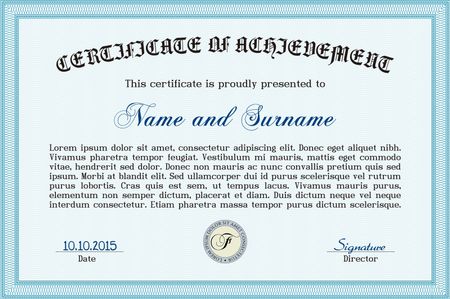 Sample certificate or diploma. Good design. Detailed.With guilloche pattern. 