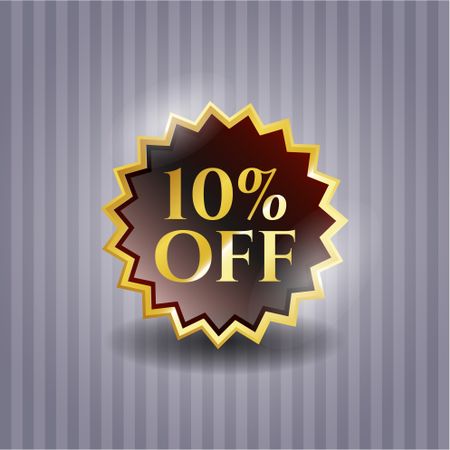 10% off red badge with gold border
