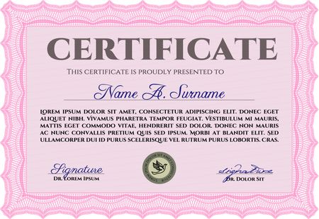 Certificate template or diploma template. With quality background. Complex design. Detailed.