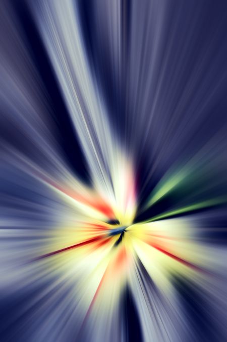 Energetic abstract of glowing tulip with radial blur for decoration or background with motifs of spring, growth, origin, or radiance