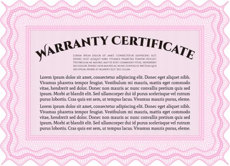 Template Warranty certificate. Complex border design. Very Customizable. With complex background. 