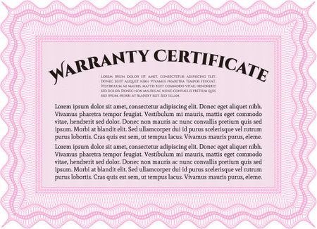 Template Warranty certificate. Complex border design. Very Customizable. With complex background.