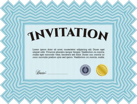 Vintage invitation template. With complex background. Retro design. Detailed.