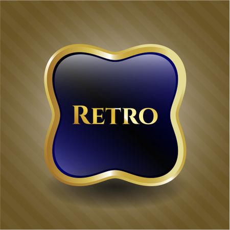 Retro blue shiny gold badge
