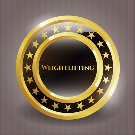 Weightlifting gold shiny badge