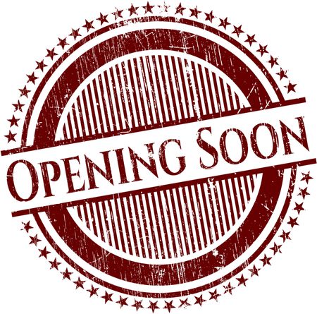 Opening soon red rubber stamp