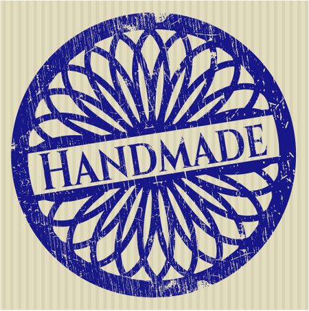Blue handmade rubber stamp