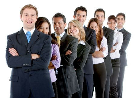 team of business people isolated over a white background