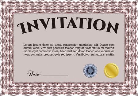 Formal invitation template. Superior design. With quality background. Detailed.