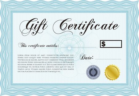 Sky blue gift certificate template