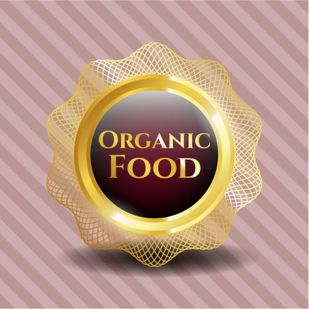 Organic food gold shiny badge