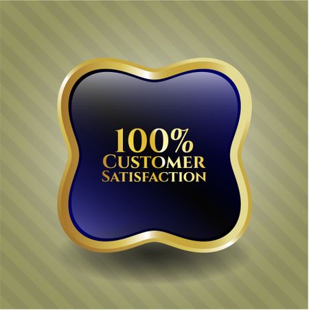 100% Customer satisfaction blue shiny badge