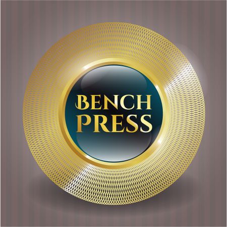 Bench press gold shiny emblem with complex border