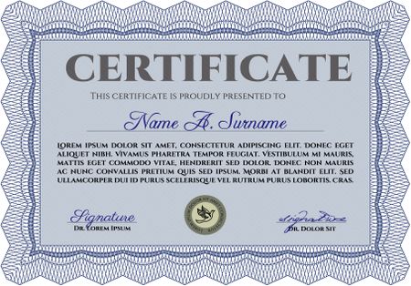 Certificate of achievement template. Nice design. With background. Vector certificate template.