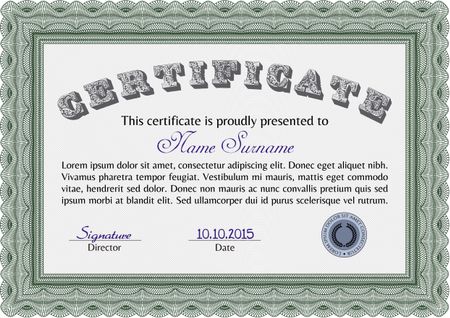 Certificate of achievement template. Vector certificate template.With complex linear background. Retro design.