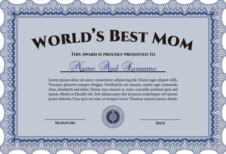 Blue world's best mom award