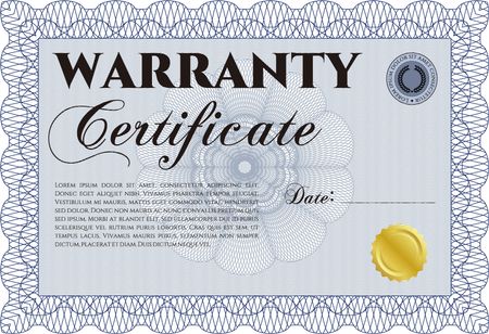 Warranty template. Very Detailed. Complex frame design. With sample text.