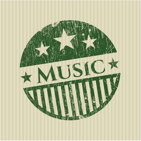 Music green rubber stamp