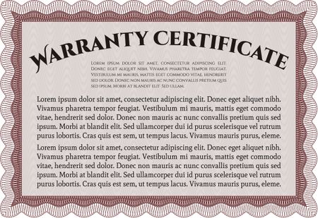 Sample Warranty. Complex frame design. Vector illustration. With sample text.