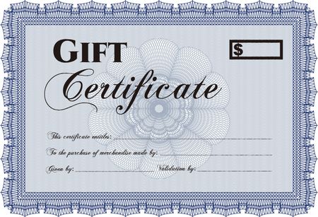 Blue gift certificate template