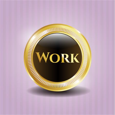 Work shiny badge with pink background