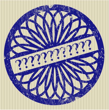 Question mark blue rubber stamp