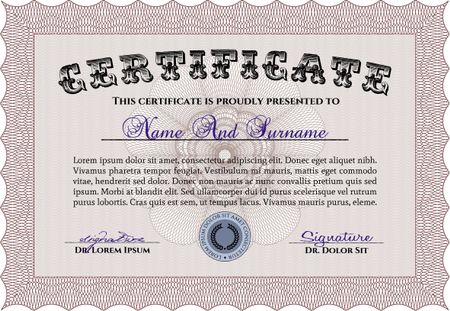 Certificate of achievement template. Sophisticated design. With complex linear background. Vector illustration.