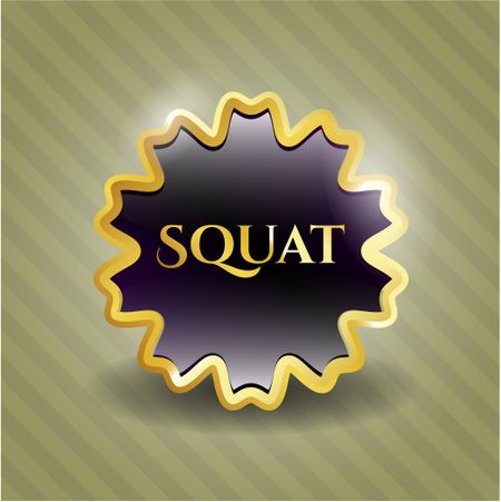 Squat shiny badge with gold border