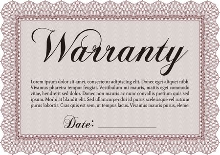 Template Warranty certificate. Complex border. It includes background. Very Customizable.  