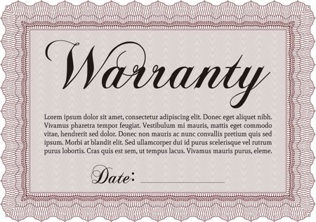 Template Warranty certificate. Complex border. It includes background. Very Customizable.