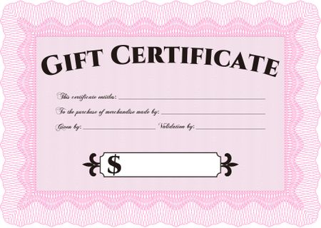 Pink gift certificate template