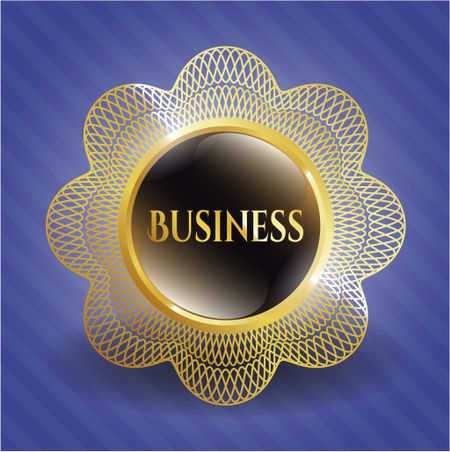 Business gold shiny badge with blue background