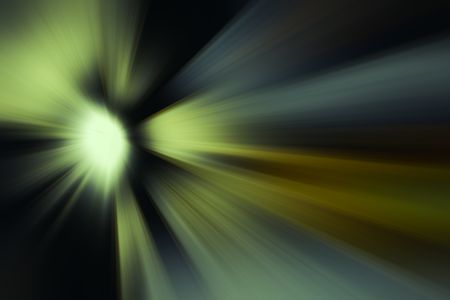 Abstract radial blur of a bright astronomical body emitting light beams in outer space