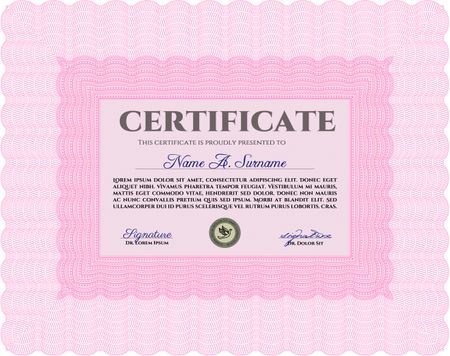 Sample Diploma. With complex background. Border, frame.Beauty design. 