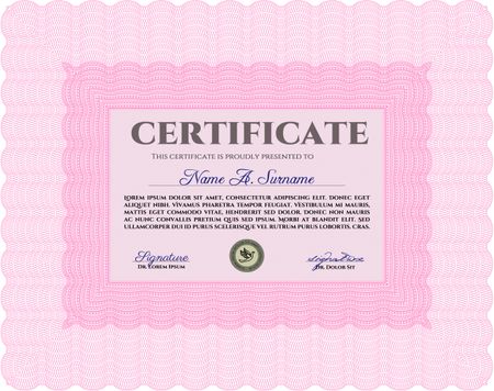 Sample Diploma. With complex background. Border, frame.Beauty design.