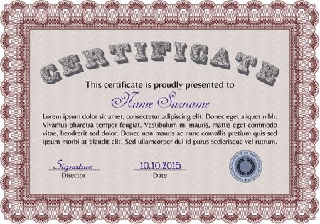 Sample Certificate. Complex design. Customizable, Easy to edit and change colors.With complex background. 