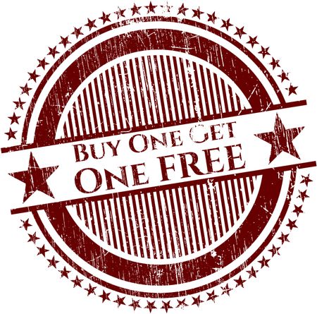 Buy one get one free red rubber grunge stamp