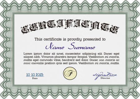 Certificate or diploma template. Excellent design. Printer friendly. Vector pattern that is used in currency and diplomas.