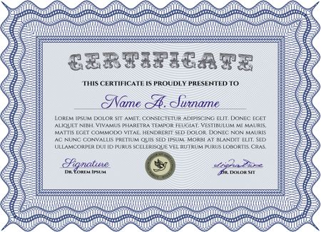 Certificate template or diploma template. With complex linear background. Nice design. Frame certificate template Vector.