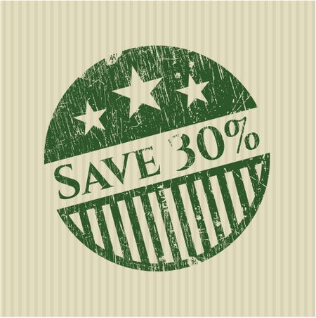 Save 30% Green rubber stamp