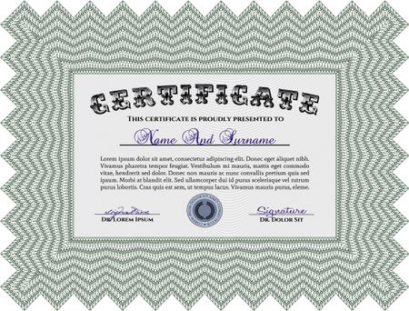 Diploma template. With linear background. Good design. Vector illustration.